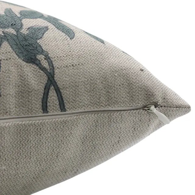 Art Deco Fabdivine Handmade Block Printed Cushion Cover 18x18 Inch Linen Blend- Gulab For Sale - Image 3 of 4