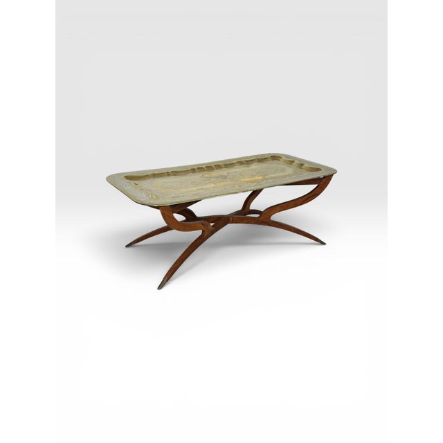 Mid-Century Modern Mid-Century Moroccan Brass Spider Coffee Table For Sale - Image 3 of 16