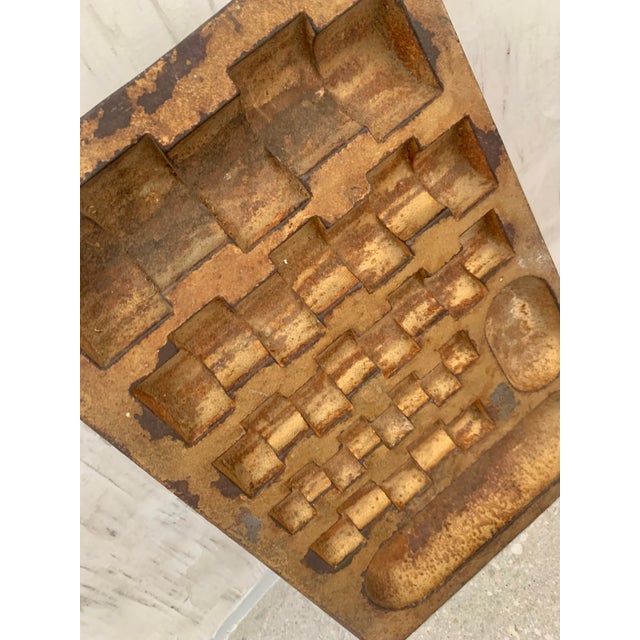 1891 Antique Brutalist, Industrial Lamson Metal With Brass Finish Coin Changer Tray, Vide Poche, Sculpture For Sale In San Antonio - Image 6 of 12