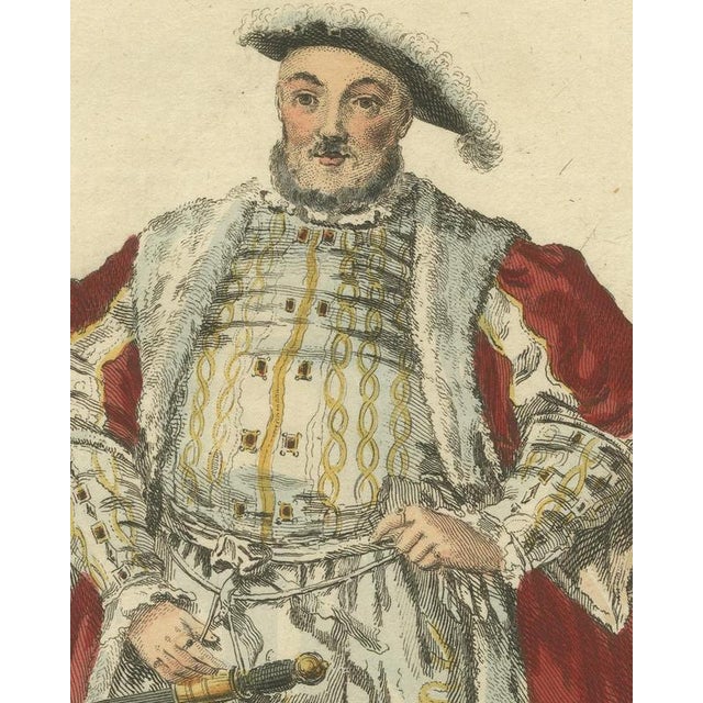Jefferys, Habit of King Henry Viii in 1520, Hand Colored Jefferys Costume Plate, 1757, Engraving For Sale - Image 4 of 8