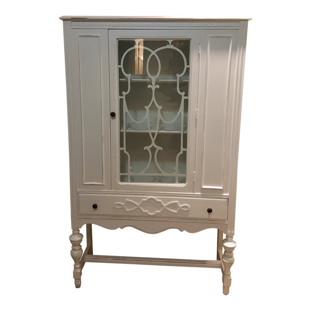 1920s Shabby Chic China Cabinet Hutch Linen Closet Pantry Storage