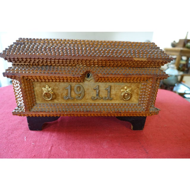 Folk Art Sewing Box, 1890s For Sale - Image 6 of 6