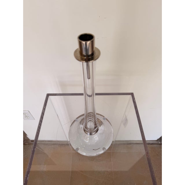 Contemporary Sklo Studio Crystal Candle Holder With Nickel Accents For Sale - Image 3 of 4