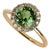 Distinctive Ring of Round Green Tourmaline in Diamond Halo 14k Yellow Gold Size 7 For Sale