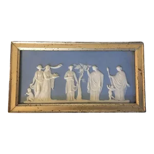 Antique Early 19th Century English Georgian Wedgwood Jasperware Neoclassical Plaque in Gilt Wood Frame