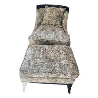 Ambella Slipper Lounge Chair and Ottoman For Sale