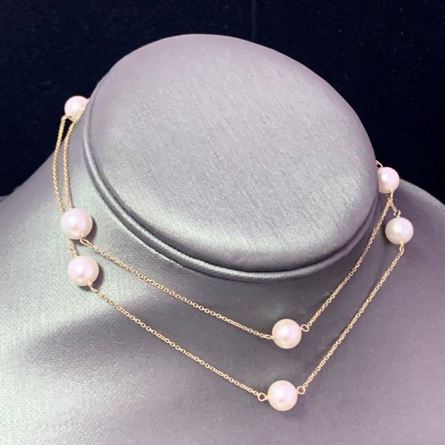 2010s Akoya Pearl Necklace 14 Karat Gold Women Certified For Sale - Image 5 of 8