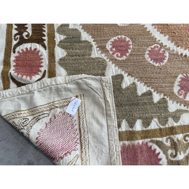 Textile Bukhara Suzani Tablecloth — Decorative Vintage Textile For Sale - Image 7 of 9
