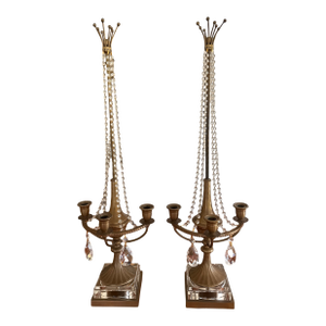 Pair Monumental Chapman Palm Beach Regency Candelabras