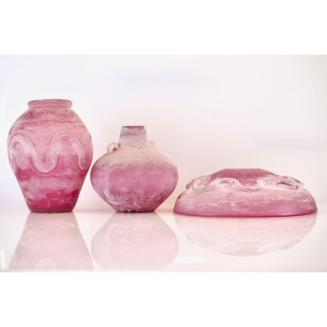 1990s A Ruby Scavo Vases and Bowl by Livio Seguso for Bisazza, 1990, Set of 3 For Sale - Image 5 of 18