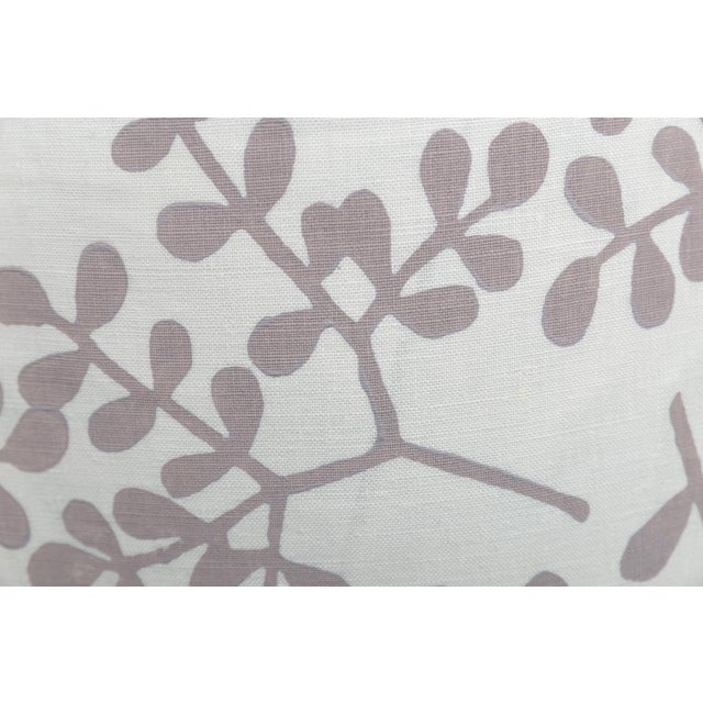 Pair of custom, high-end Galbraith & Paul Smokebush hand-blocked designer linen floral pillow covers in orchid color way....