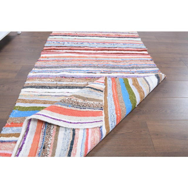 1970s Vintage Turkish Oushak Handmade Wool Cotton Pink Kilim Runner For Sale - Image 5 of 10