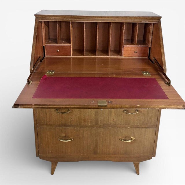 1960s Mid-Century Secretary Desk with Drop Front and Tapered Legs For Sale - Image 5 of 7