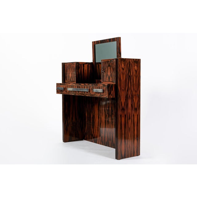 Art Deco Antique French Art Deco Macassar Ebony Vanity Cabinet by Georges Champion, Attributed For Sale - Image 3 of 15