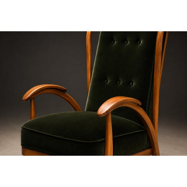 Mid-Century Modern Armchair in Ivory Wood and Green Mohair by Giuseppe Scapinelli, Brazil, 1950s For Sale - Image 3 of 17