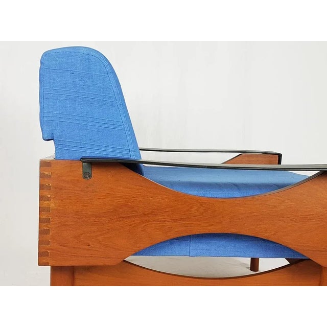 Mid-Century Modern Black Skai & Teak Kimono Armchairs by Sergio Saporiti for Fratelli Saporiti, 1960s, Set of 2 For Sale - Image 3 of 11