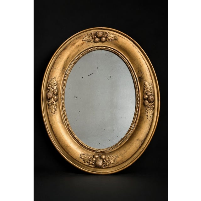 19th Century Antique Victorian Oval Mirror Giltwood Acorns 14" For Sale - Image 5 of 11