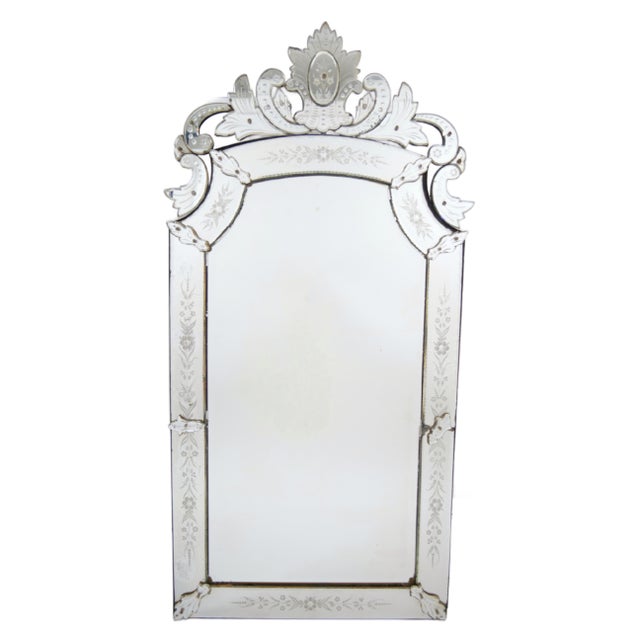 Antique 19th Century Venetian Murano Hand-Engraved Hanging Wall Mirror For Sale - Image 14 of 14