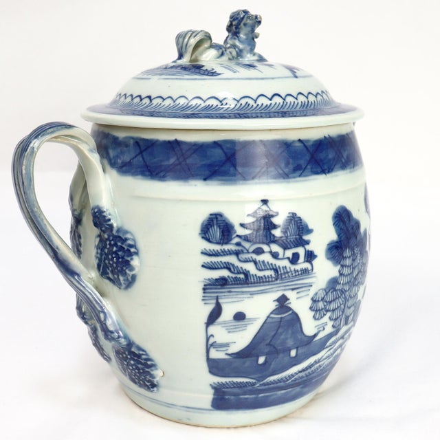 Ceramic Antique Chinese Export Porcelain Canton Pattern Cider Jug With Lid For Sale - Image 7 of 18