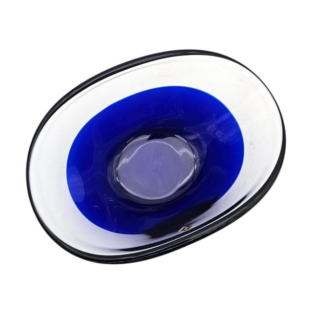 Glass Hadeland Blueberries Cobalt Art Glass Bowl 9" by Willy Johansson For Sale - Image 7 of 10