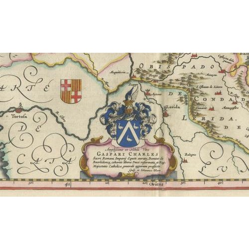 Map of Kingdom of Arragon from Blaeu, Spain, 1642 For Sale - Image 10 of 12