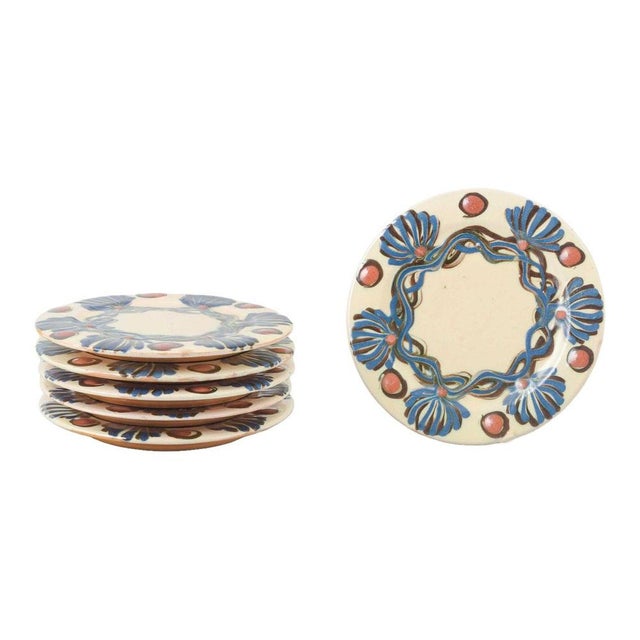 1930s Small Folk Style Plates from Kähler, Denmark, 1930s-1940s, Set of 6 For Sale - Image 5 of 5