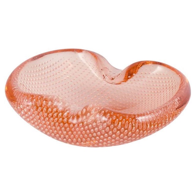 1960s Murano Glass Bowl in Pink with Bubble Decoration, 1960s For Sale - Image 5 of 5