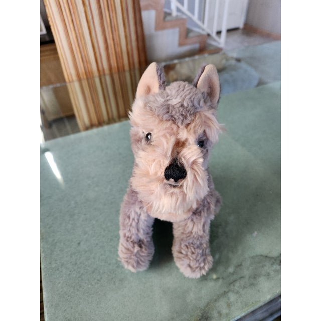 1970s Early 1960s Mohair Plush Toy Schnauzer by Steiff Pristine Red Collar For Sale - Image 5 of 5