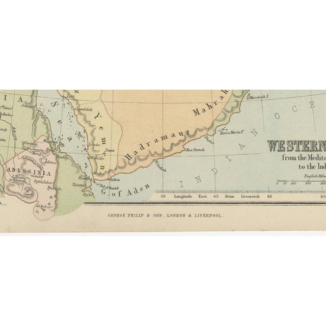 19th Century Antique Map of Western Asia, Mediterranean to the Indus and Arabia, 1870 For Sale - Image 5 of 12