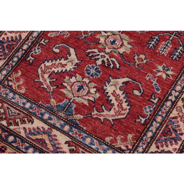 Bohemian Super Kazak Red/Beige Wool Rug- 2'8'' X 4'5'' For Sale In New York - Image 6 of 10
