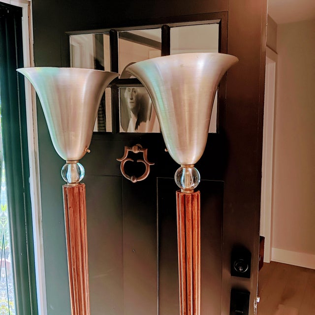 Art Deco 1930s Art Deco Torchieres - a Pair For Sale - Image 3 of 3