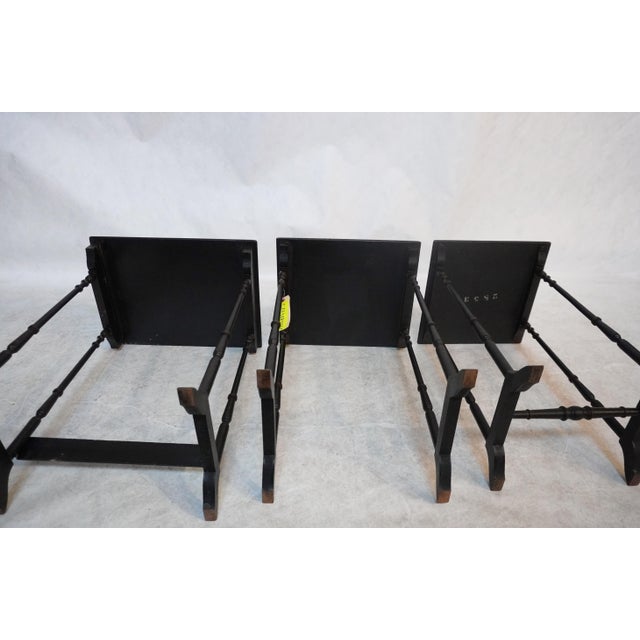 20th Century Antique Victorian Black Lacquer Nest of 3 Tables For Sale - Image 12 of 18