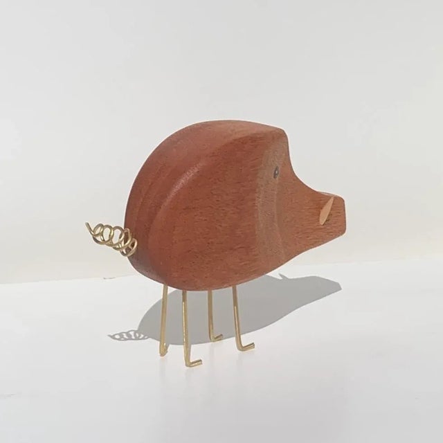 2020s Mahogany Wild Boar Mid Century Modern Style Figurine Jacob Hermann Style Danish Modern For Sale - Image 5 of 11