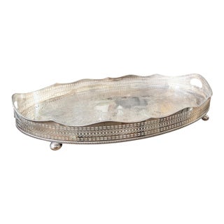Regency Style Barker Ellis Silver Footed Gallery Tray For Sale