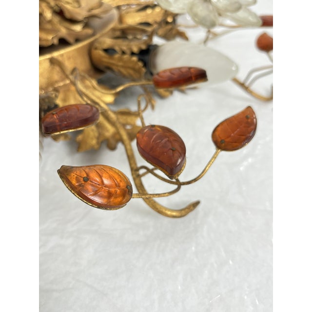 Large 15-Light Ceiling Lamp in Gold-Plated Wrought Iron and Colored Crystals from Banci Firenze, 1980s For Sale - Image 11 of 13