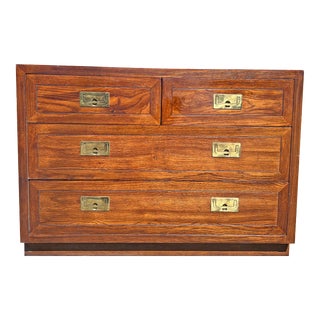 Vintage Henredon Scene 1 One Campaign Dresser With Brass Hardware For Sale