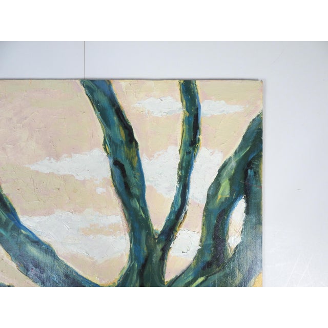 Early 21st Century Contemporary Expressionist Red House Tree Landscape Painting For Sale - Image 5 of 6