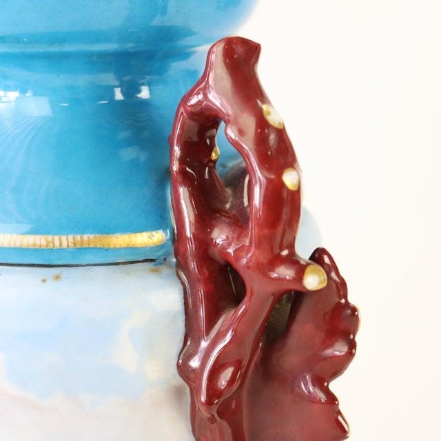 Ceramic Large Antique Old Paris Porcelain Scenic Vase With Cord Access Lamp Base C1890 For Sale - Image 7 of 9