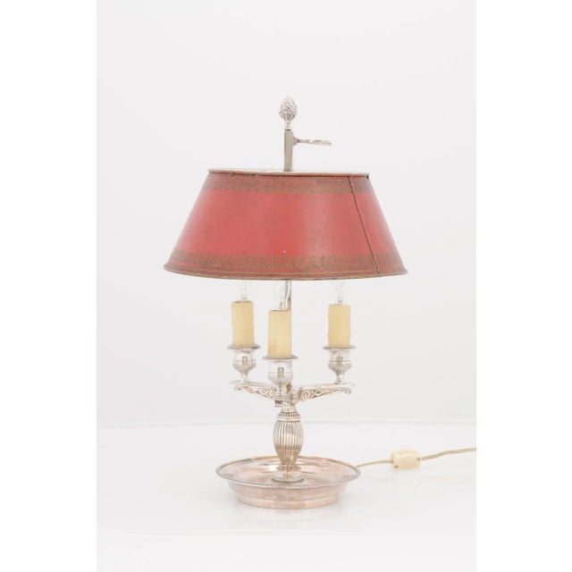 Metal Early 20th Century Silver Plate French Buillotte Lamp For Sale - Image 7 of 9