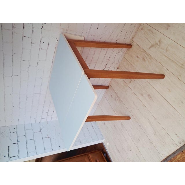 Mid-Century Blue Formica Drop Leaf Table and Dining Chairs Set, 1960s, Set of 3 For Sale - Image 11 of 18