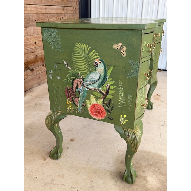 Antique Solid Wood Vanity or Console – Custom Hand-Painted Boho Tropical Décor For Sale In Naples, FL - Image 6 of 12