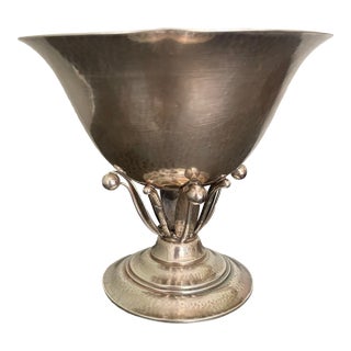 Art Deco Georg Jensen Hammered Sterling Silver Bowl For Sale