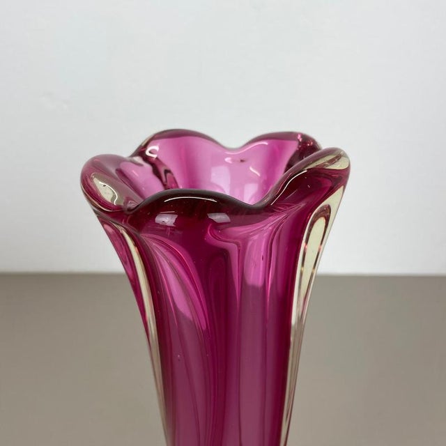 Pink Large Sculptural Pink Murano Glass Vase, Italy, 1970s For Sale - Image 8 of 17