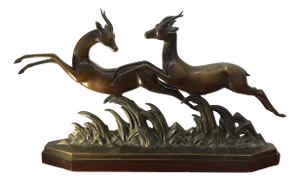 Lucien Alliot, Art Deco Sculpture of Gazelles, 1930s, Bronze on Marble Base
