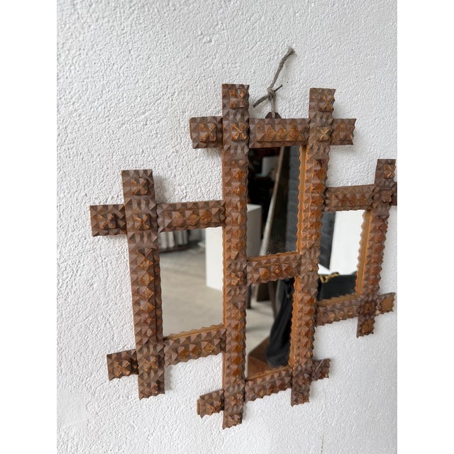 Tramp Art Mirror Frames, 1890s, Set of 2 For Sale - Image 16 of 18