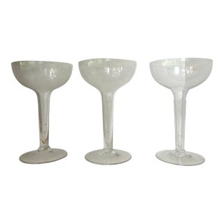 1980s Tall and Wide Champagne Glasses- Set of 3 For Sale