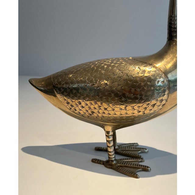1970s Decorative brass sculpture representing a duck For Sale - Image 6 of 12
