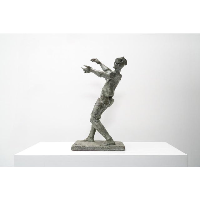 Large-scale figurative sculpture in bronze-patinated plaster by Willy Meysmans, Belgium, circa 1960s. Meysmans contributed...