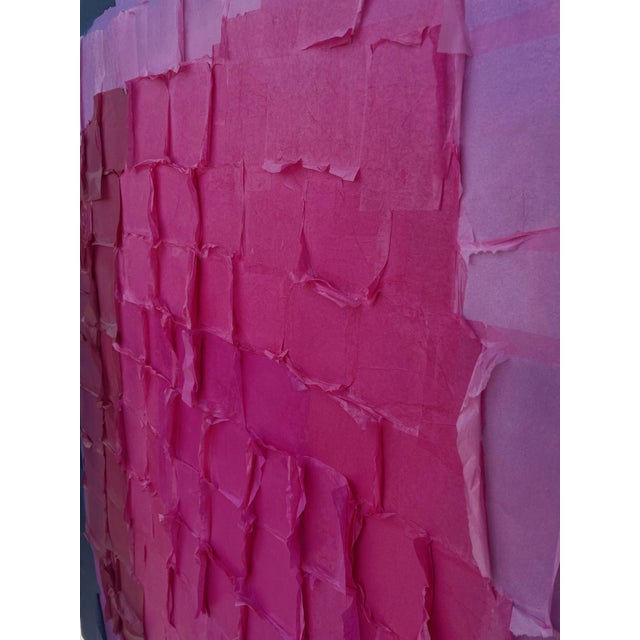 Bold Magenta and Navy Large Textured Wall Art For Sale - Image 4 of 7