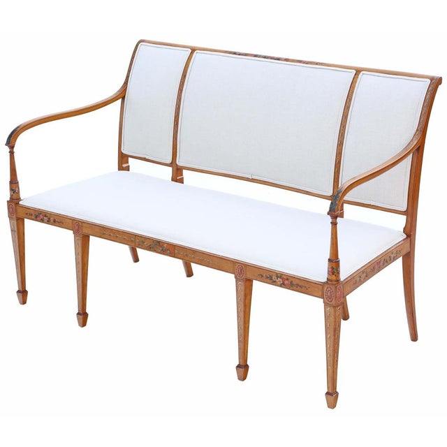 Antique Victorian Decorated Satinwood Sofa, 1800s For Sale - Image 11 of 11